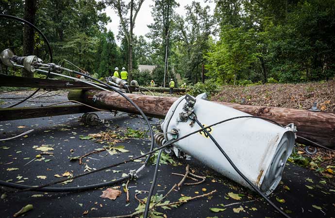 Storm damage requiring industrial electrical repairs in Greensboro